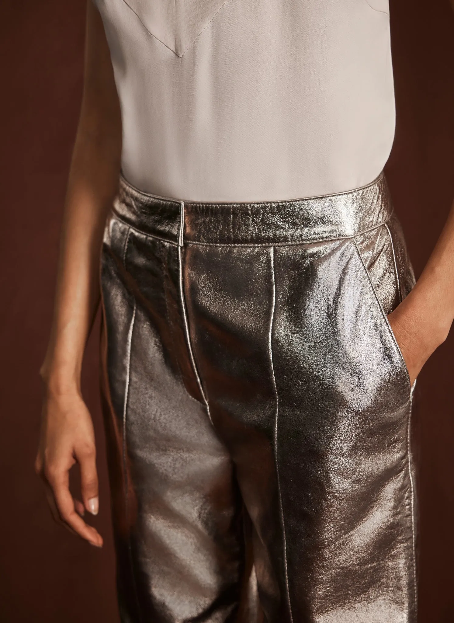 Gold Leather Straight Trousers sold by Mint Velvet product image thumbnail 4