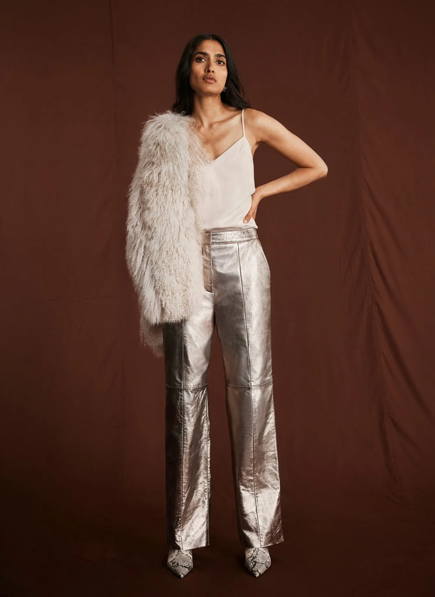 Gold Leather Straight Trousers sold by Mint Velvet product image thumbnail 2