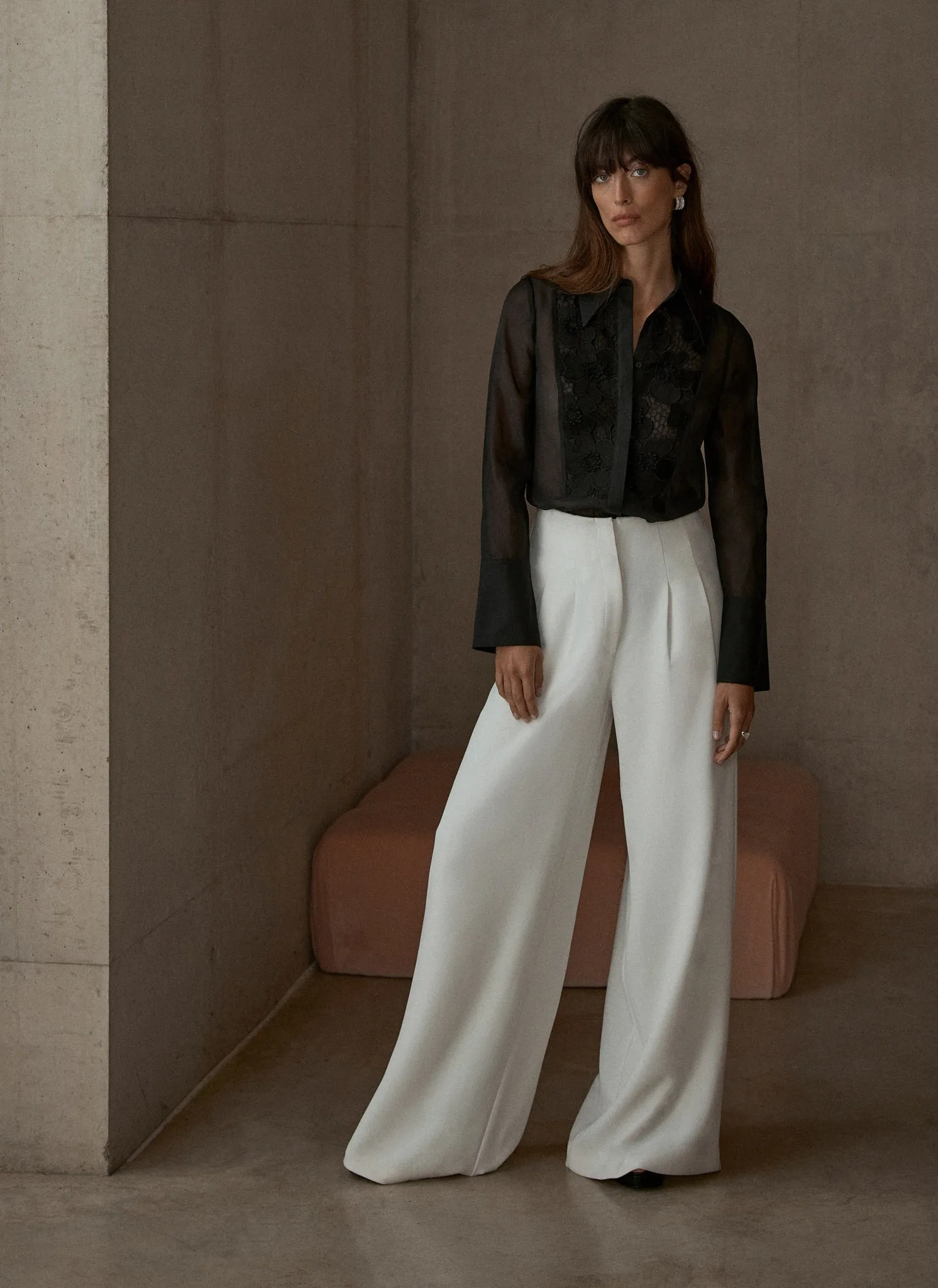 White Wide Leg Darted Trousers sold by Mint Velvet product image thumbnail 3