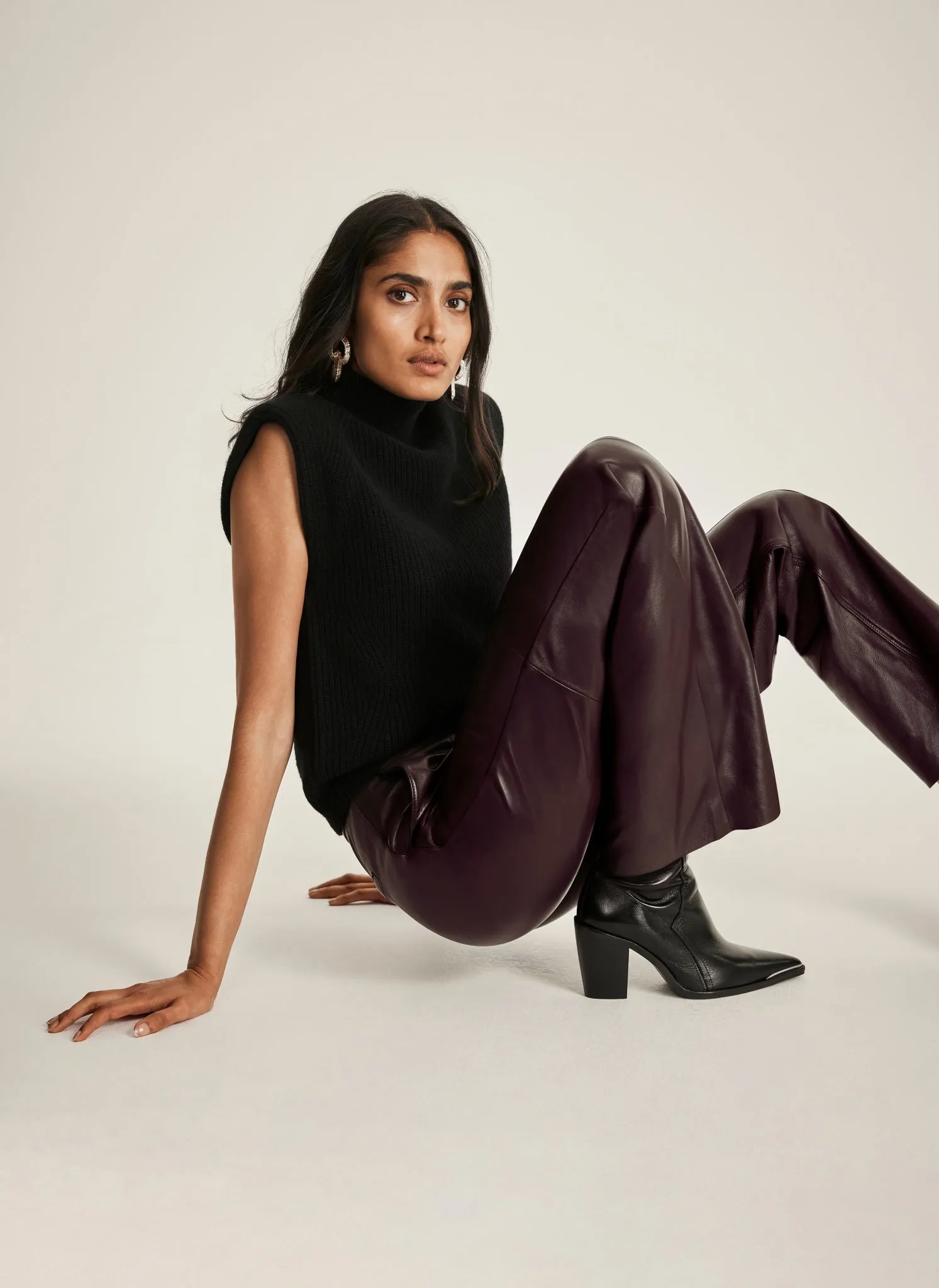 Black Wool Blend Sleeveless Knit Top sold by Mint Velvet product image thumbnail 3