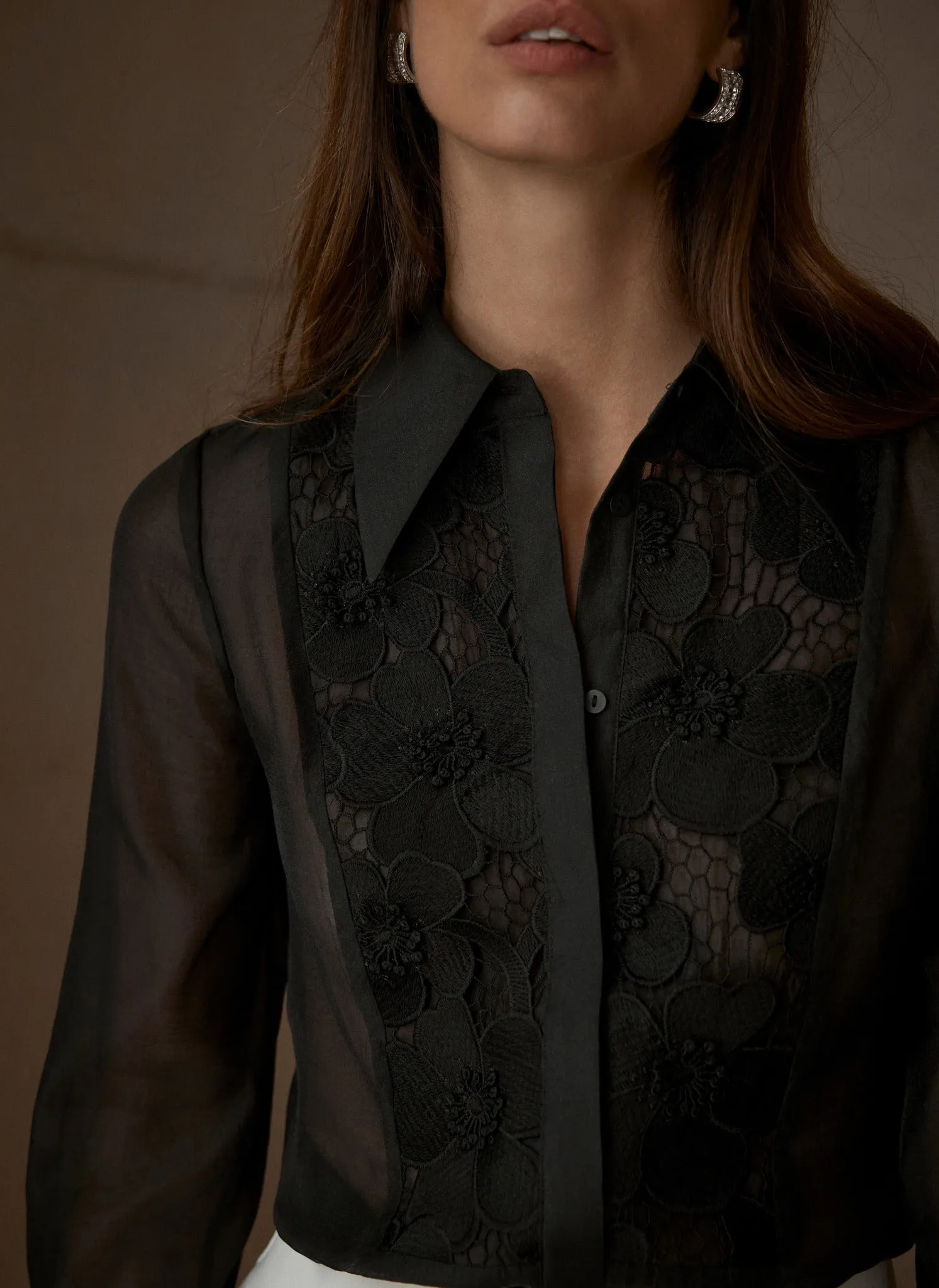 Black Organza Applique Shirt sold by Mint Velvet product image thumbnail 3