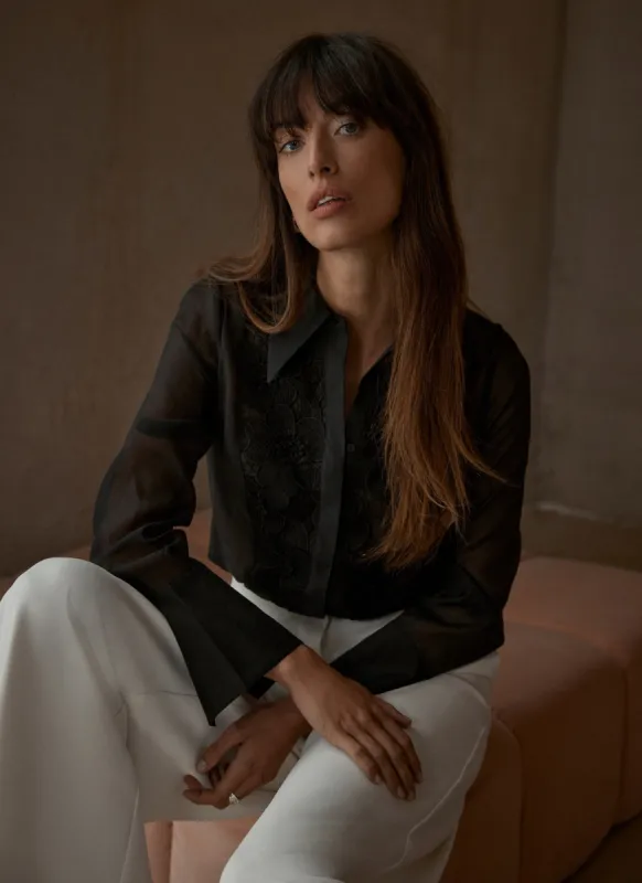 Black Organza Applique Shirt sold by Mint Velvet