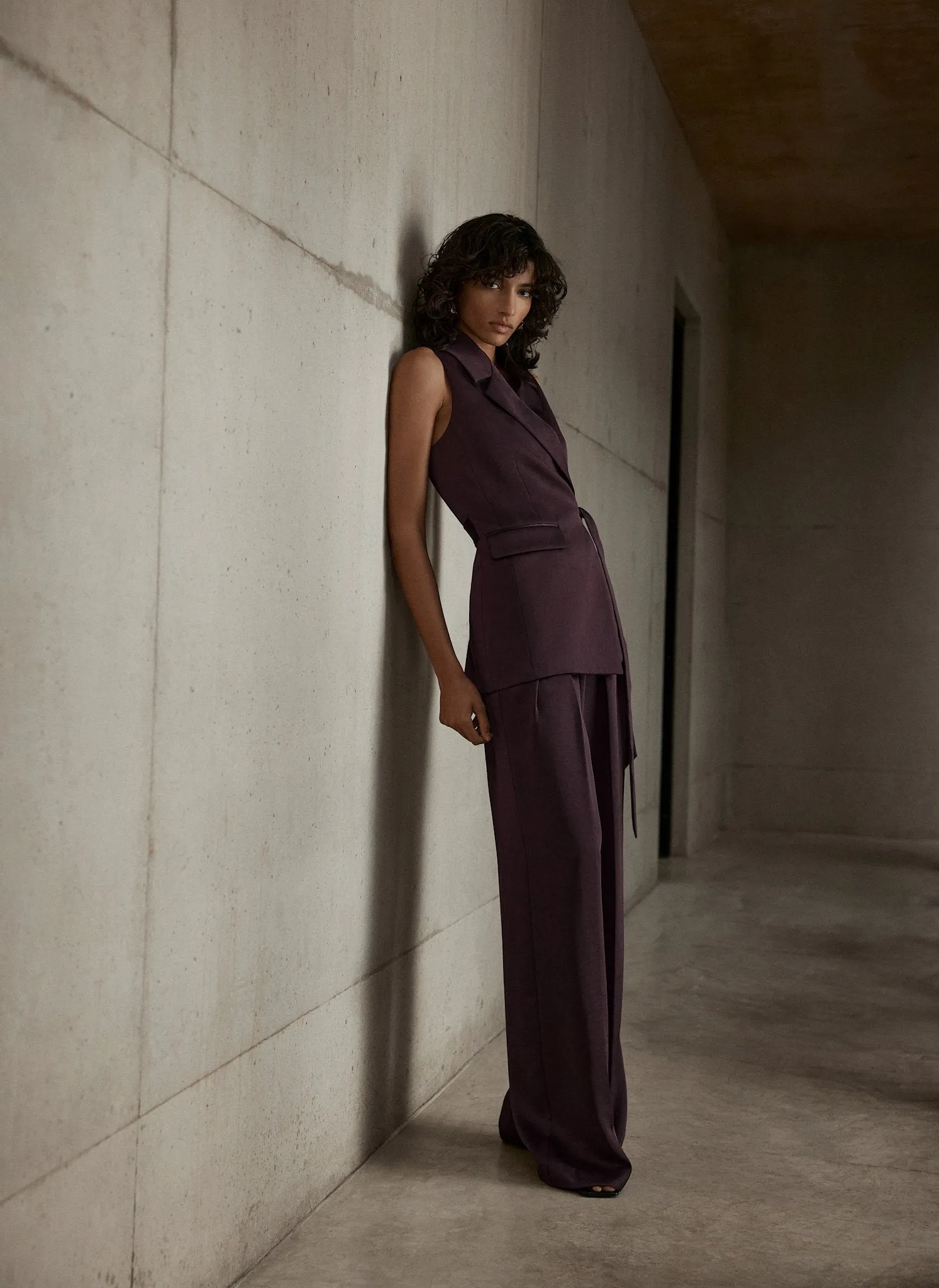 Burgundy Satin Wide Trousers sold by Mint Velvet product image thumbnail 2