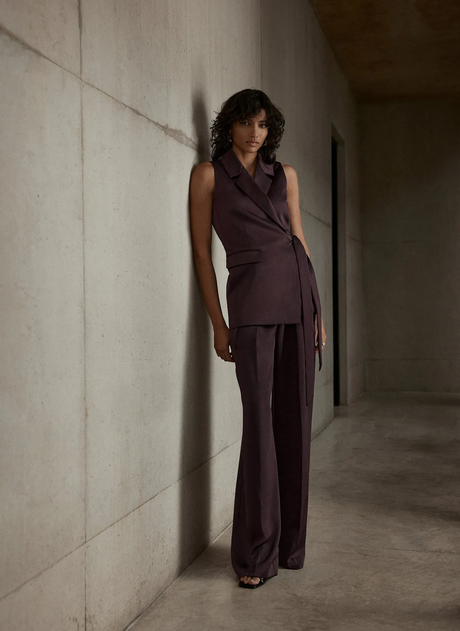 Burgundy Satin Wide Trousers sold by Mint Velvet product image thumbnail 4