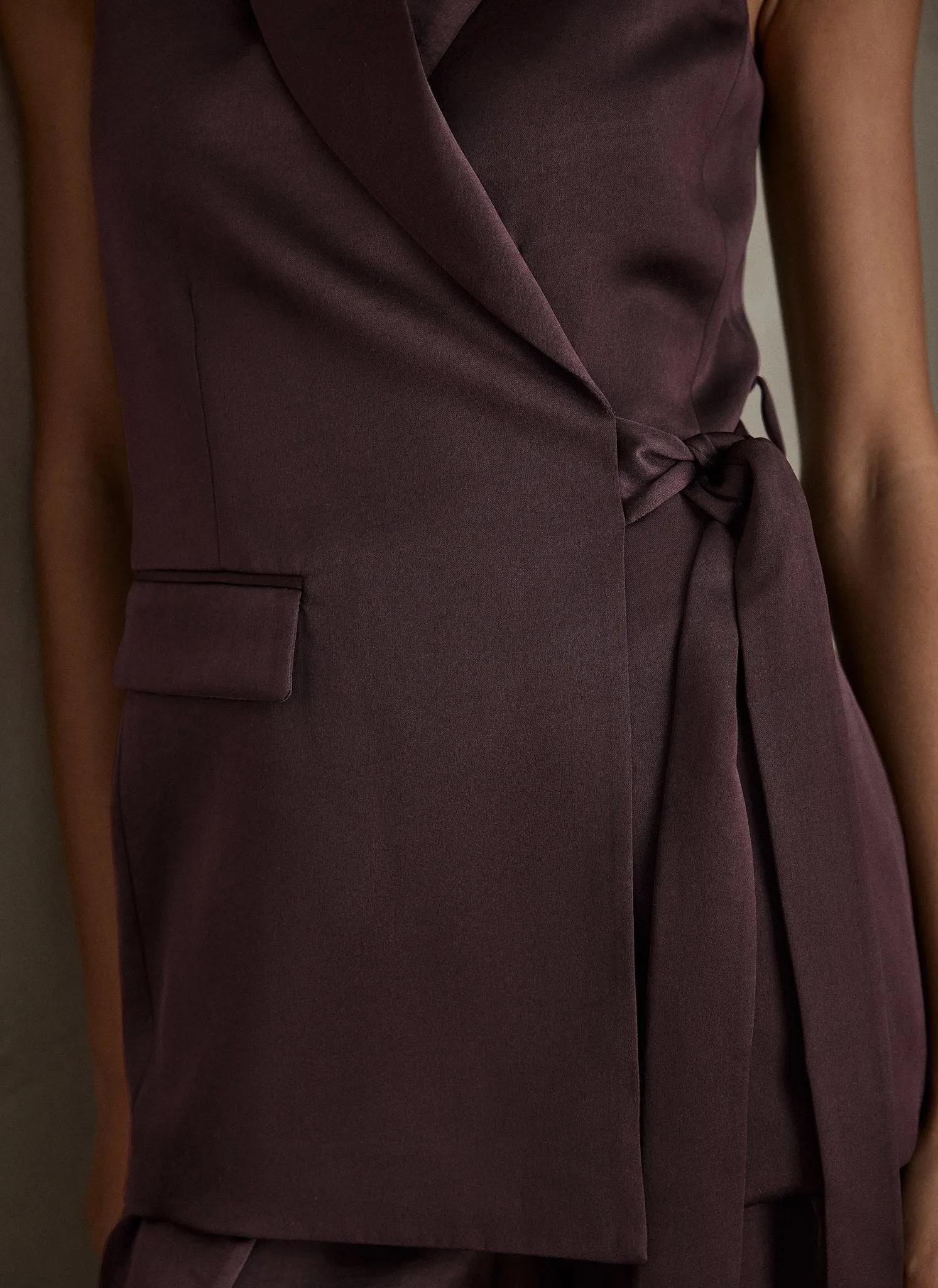 Burgundy Satin Longline Waistcoat sold by Mint Velvet product image thumbnail 4