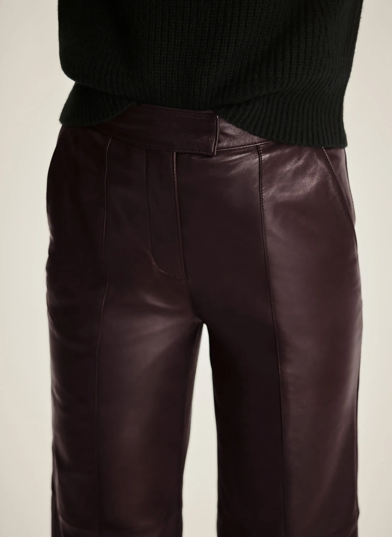 Burgundy Leather Straight Trousers sold by Mint Velvet product image thumbnail 4