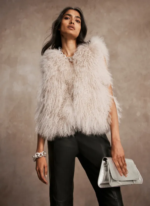 Neutral Mongolian Gilet sold by Mint Velvet