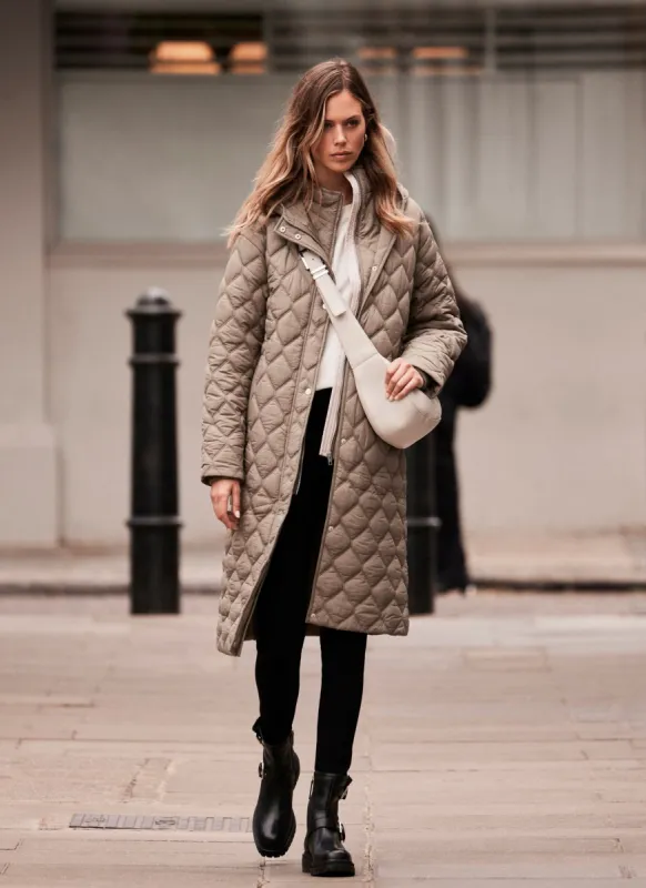 Khaki Double Layer Quilted Parka sold by Mint Velvet