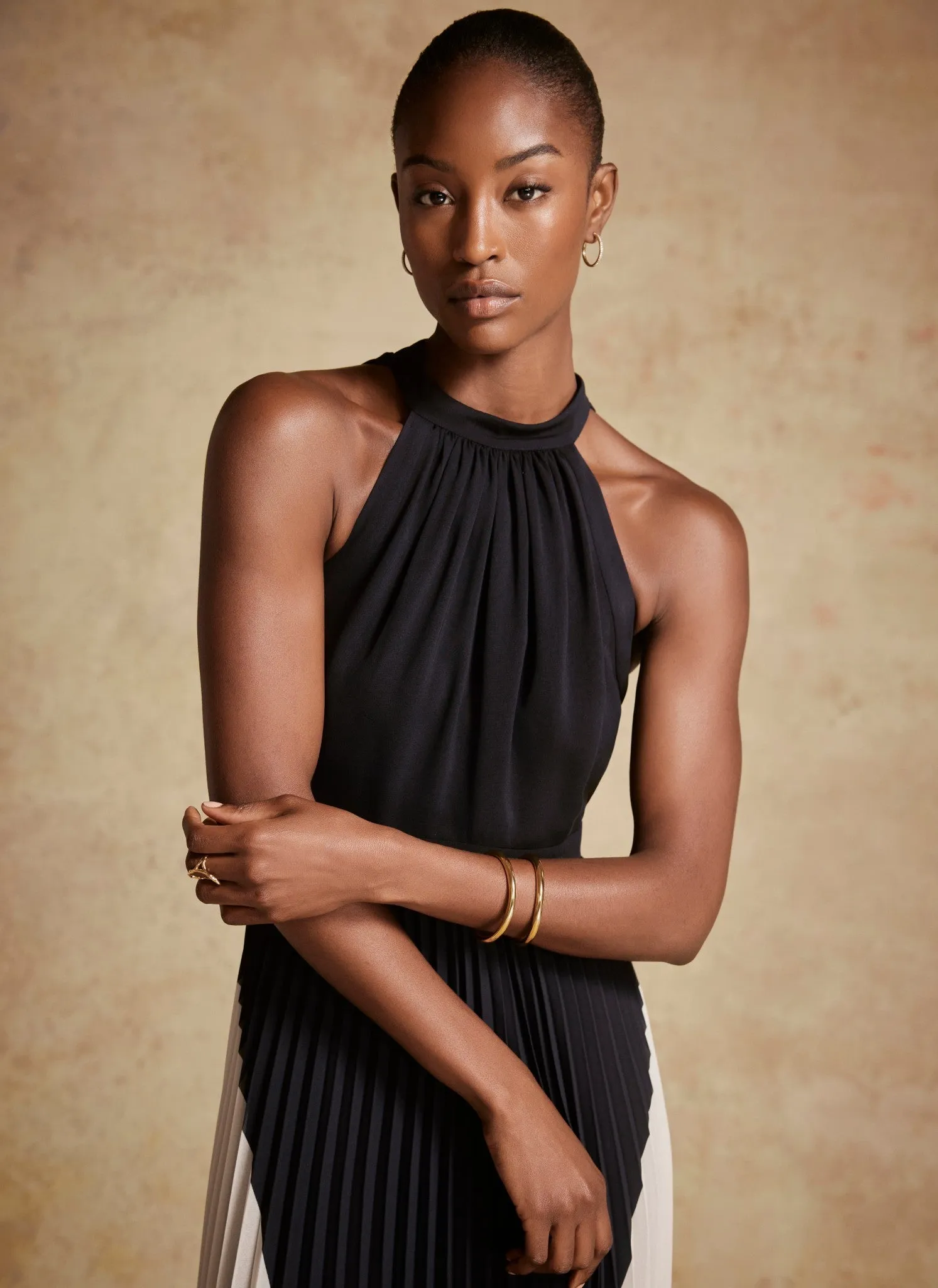Navy Colour Block Pleat Maxi Dress sold by Mint Velvet product image thumbnail 5