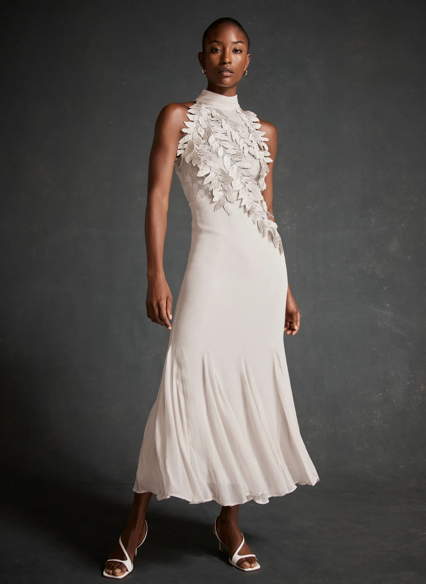 Grey Embroidered Halter Maxi Dress sold by Mint Velvet