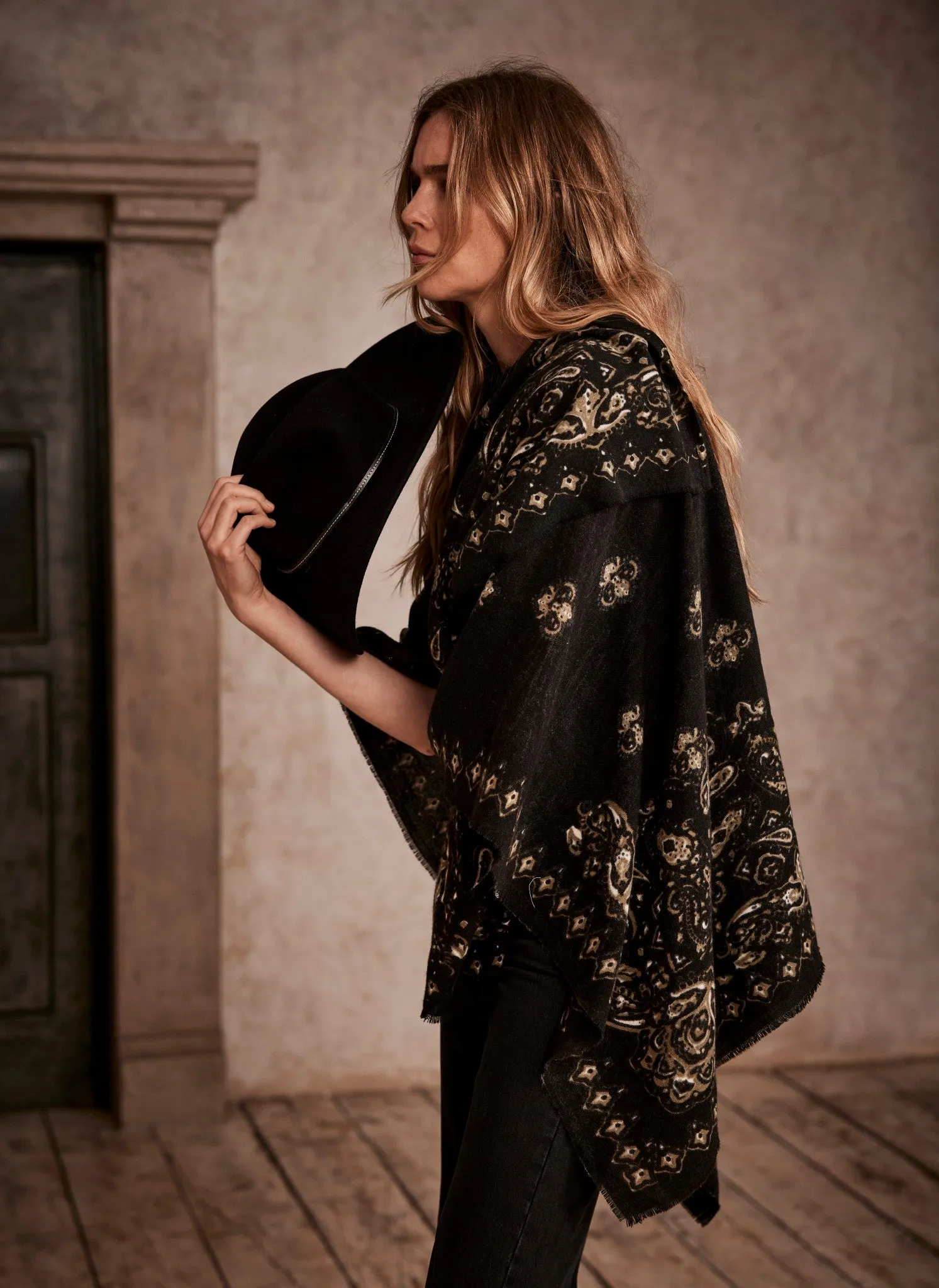 Black Paisley Print Cape sold by Mint Velvet product image thumbnail 2