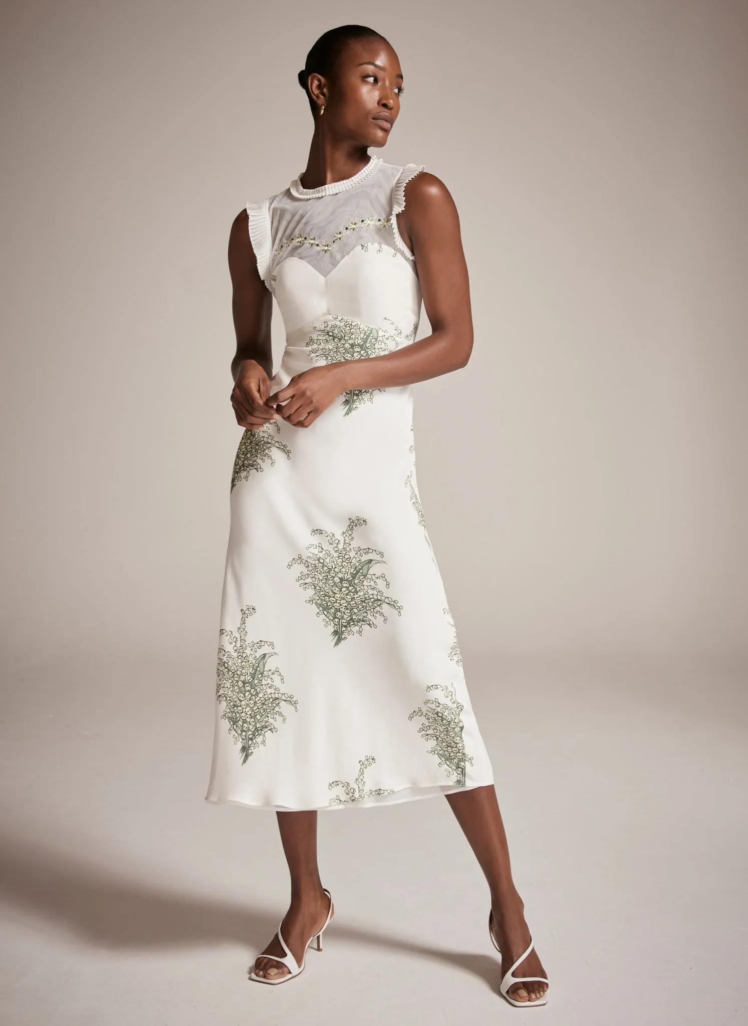 Cream Floral Print Midi Dress sold by Mint Velvet product image thumbnail 4