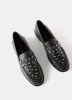 Black Leather Studded Penny Loafers sold by Mint Velvet