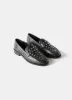 Black Leather Studded Penny Loafers sold by Mint Velvet