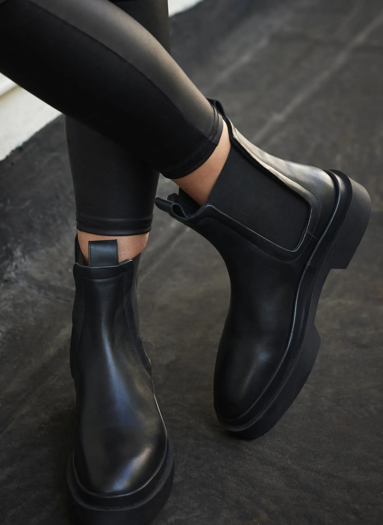 Black Leather Chelsea Boots sold by Mint Velvet
