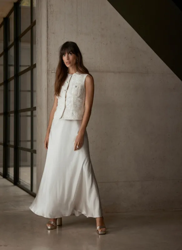 Neutral Satin Maxi Slip Skirt sold by Mint Velvet