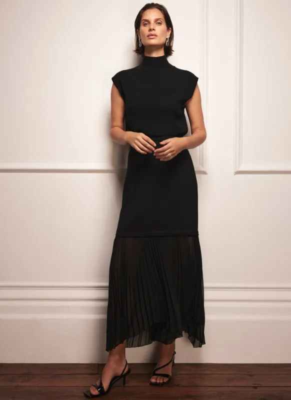 Black Sheer Pleated Maxi Skirt sold by Mint Velvet
