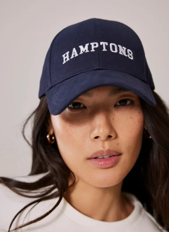 Navy Hamptons Slogan Cap sold by Mint Velvet
