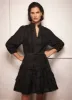 Black Jacquard Frill Mini Dress sold by Mint Velvet