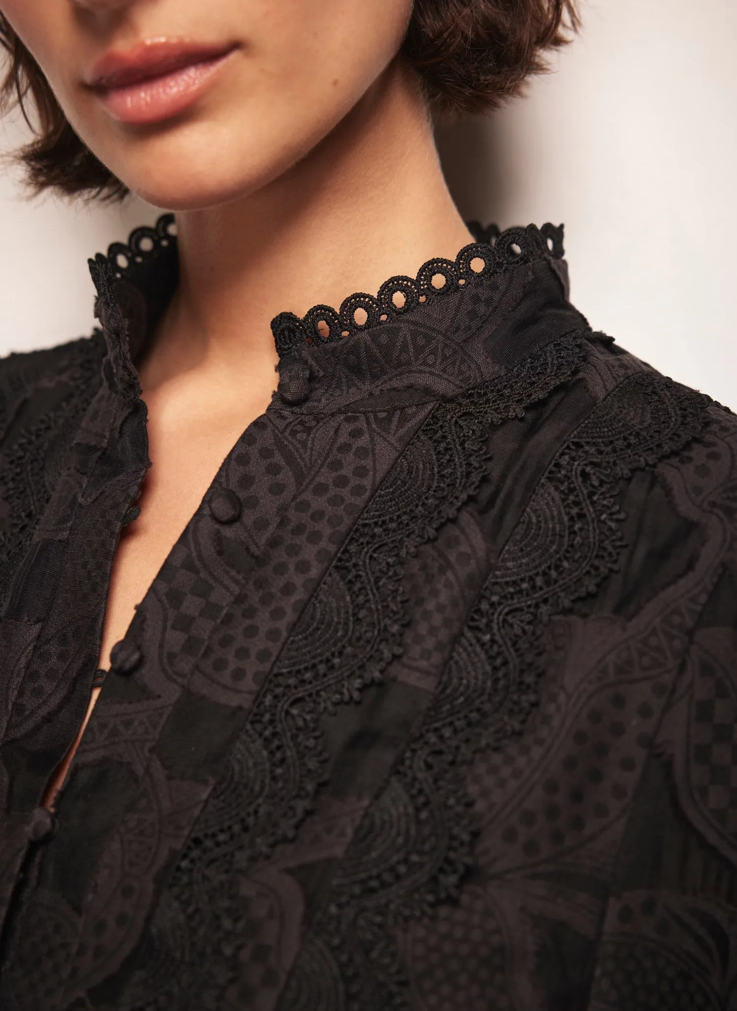 Black Jacquard Frill Mini Dress sold by Mint Velvet product image thumbnail 5