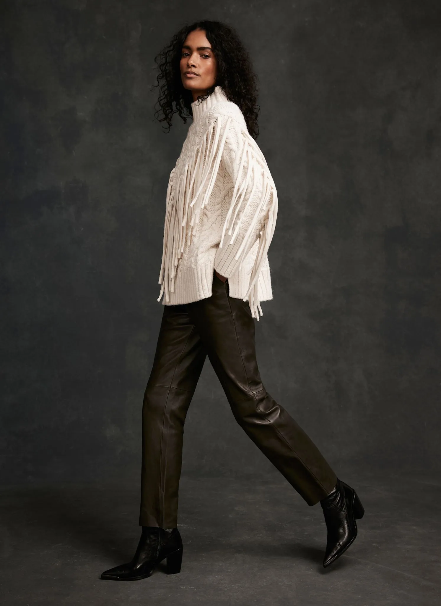 Cream Fringed Cable Knit Jumper sold by Mint Velvet product image thumbnail 4