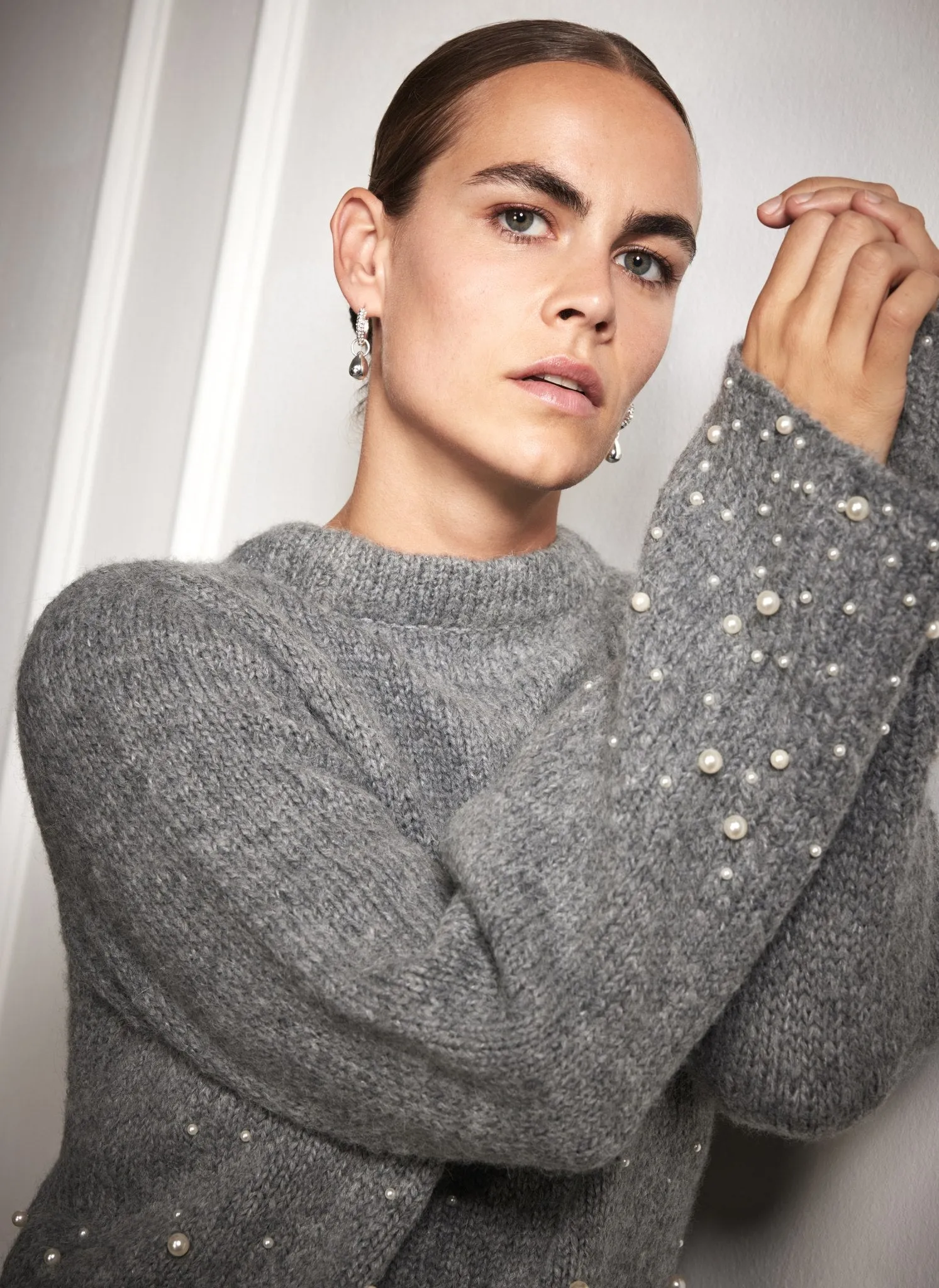 Grey Pearl Embellished Jumper sold by Mint Velvet product image thumbnail 4