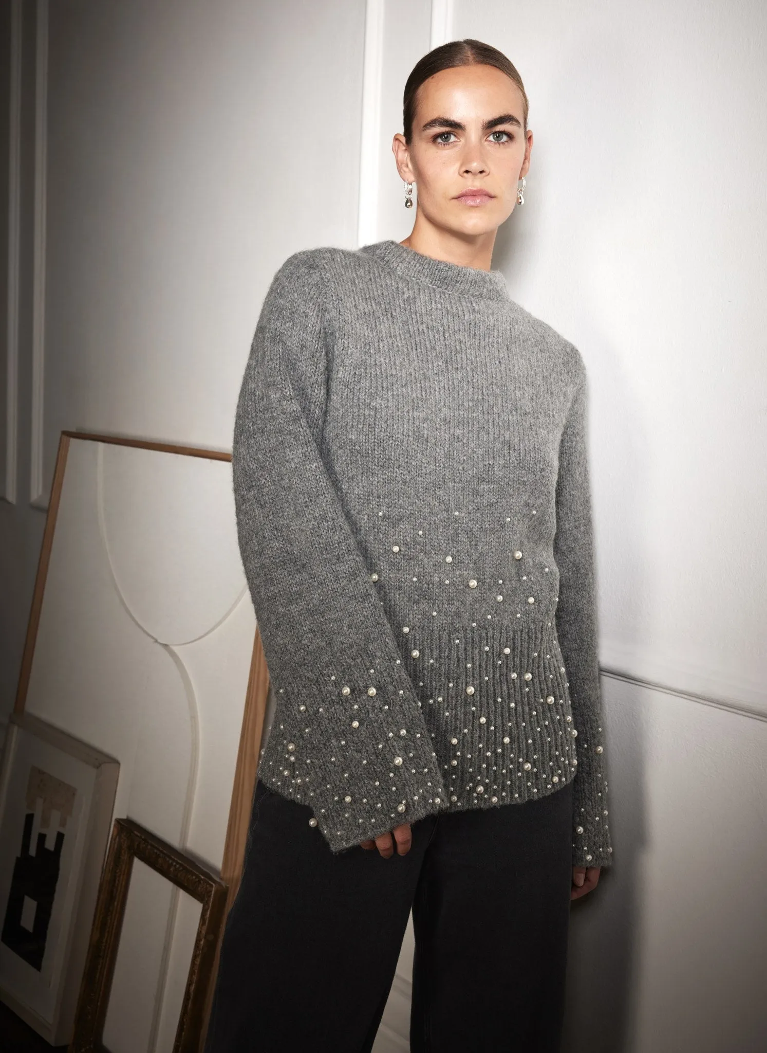 Grey Pearl Embellished Jumper sold by Mint Velvet product image thumbnail 3