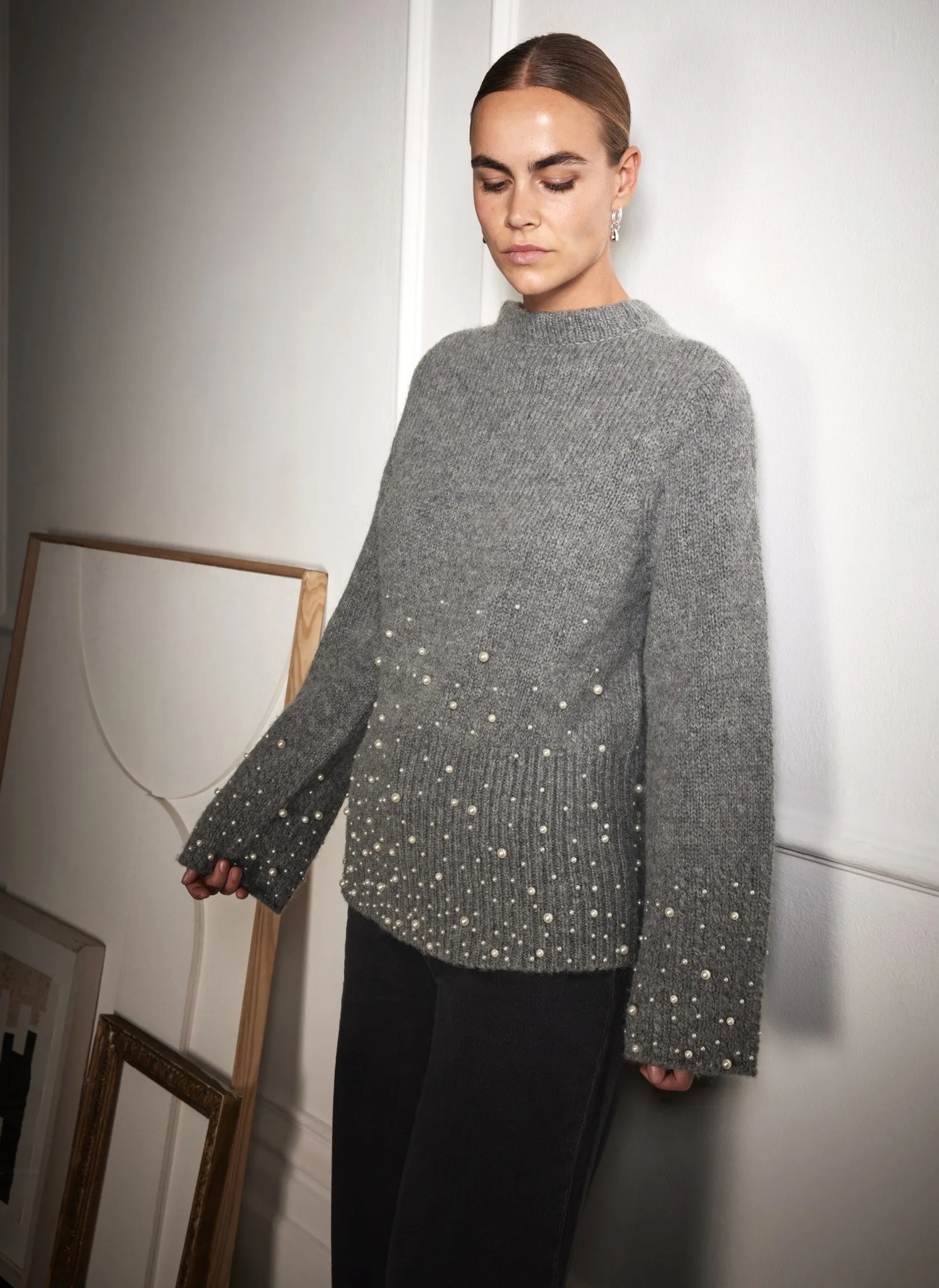 Grey Pearl Embellished Jumper sold by Mint Velvet product image thumbnail 2
