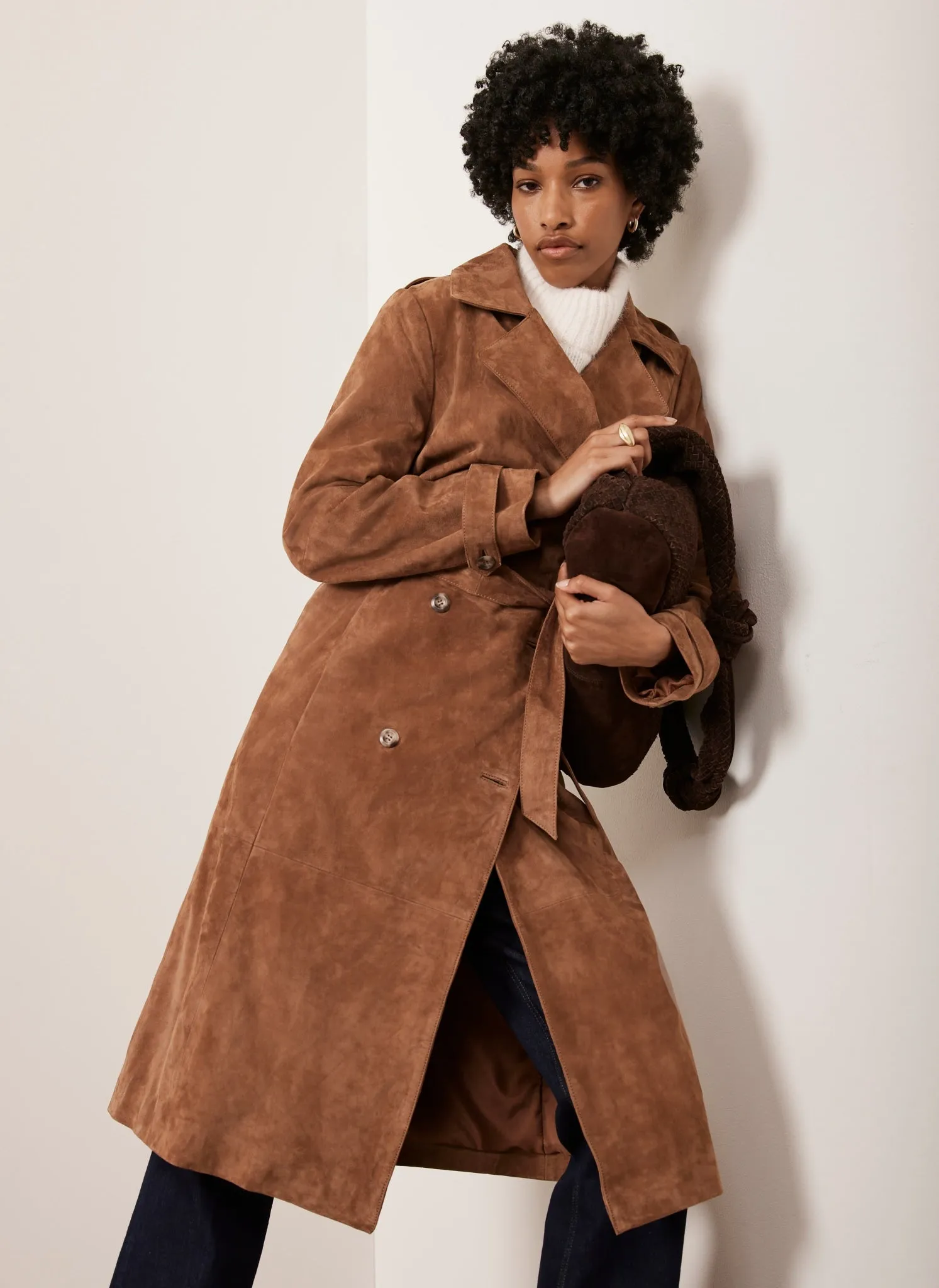 Tan Suede Trench Coat sold by Mint Velvet