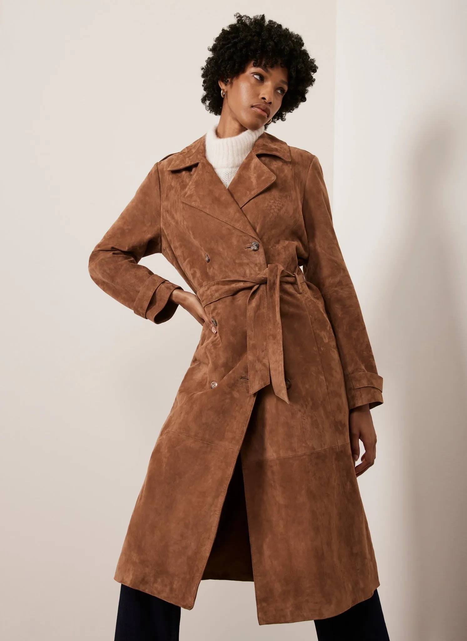 Tan Suede Trench Coat sold by Mint Velvet product image thumbnail 2