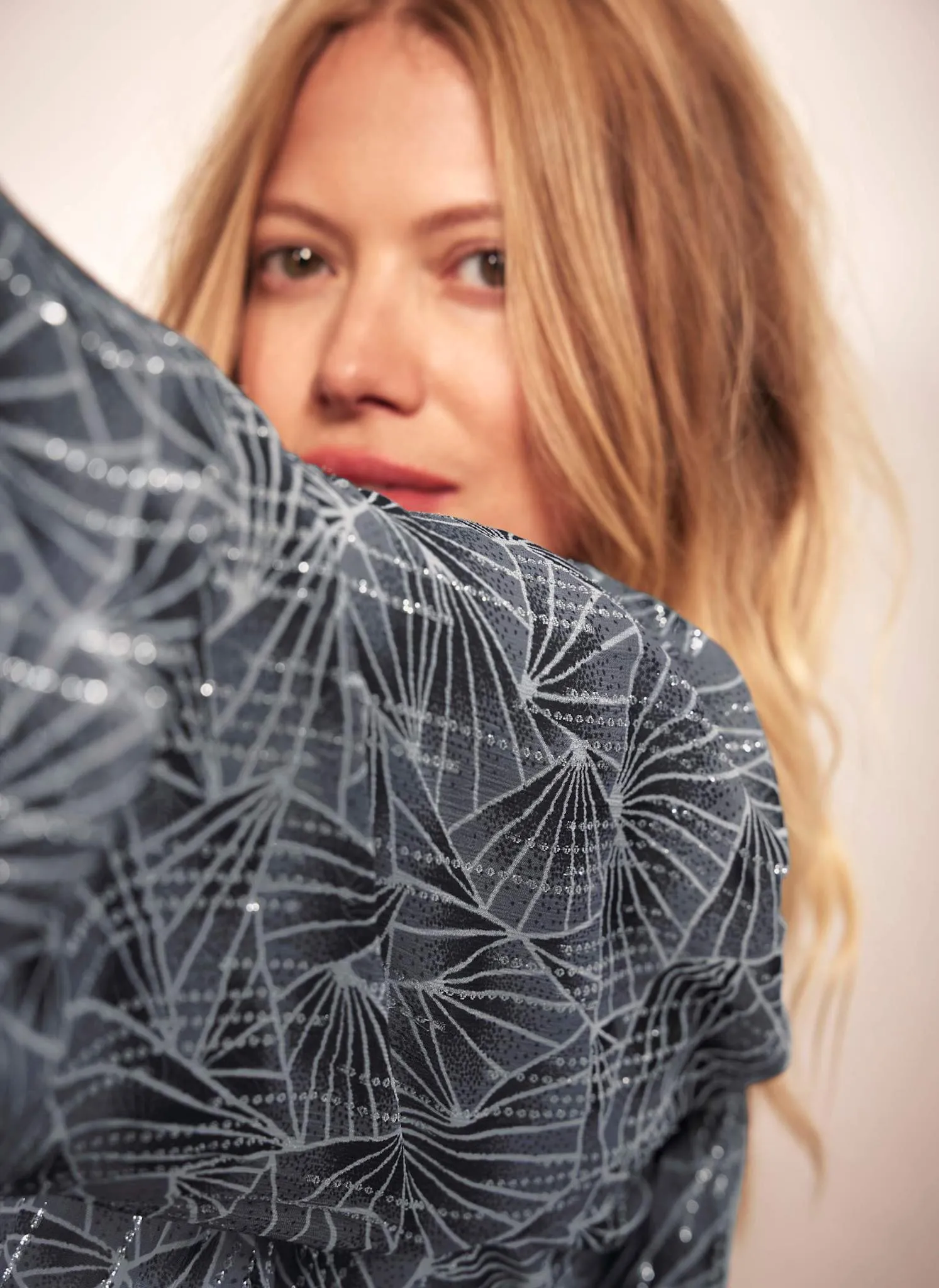 Grey Geometric Print Metallic Blouse sold by Mint Velvet product image thumbnail 4