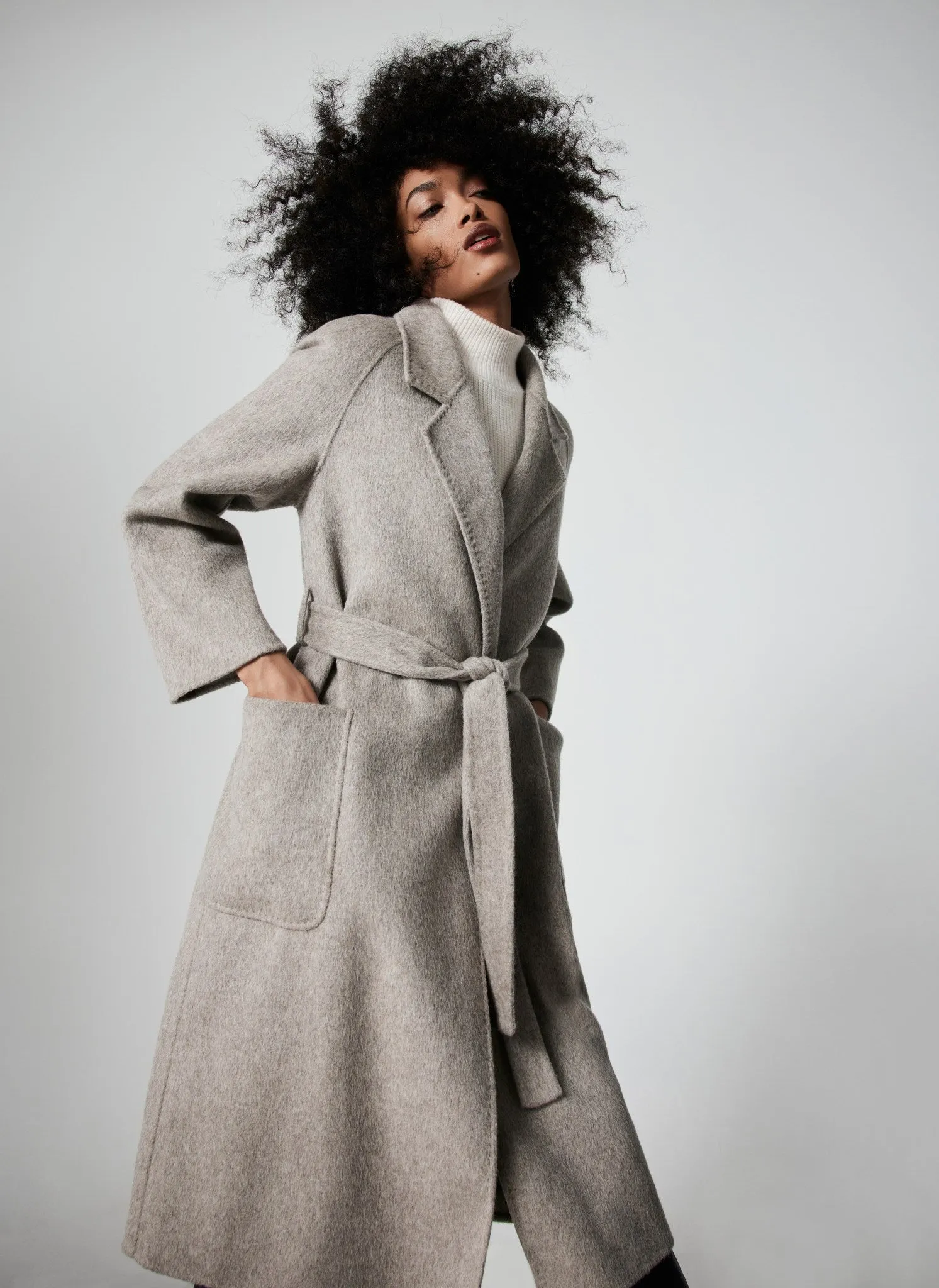 Beige Wool Belted Double Faced Coat sold by Mint Velvet product image thumbnail 2