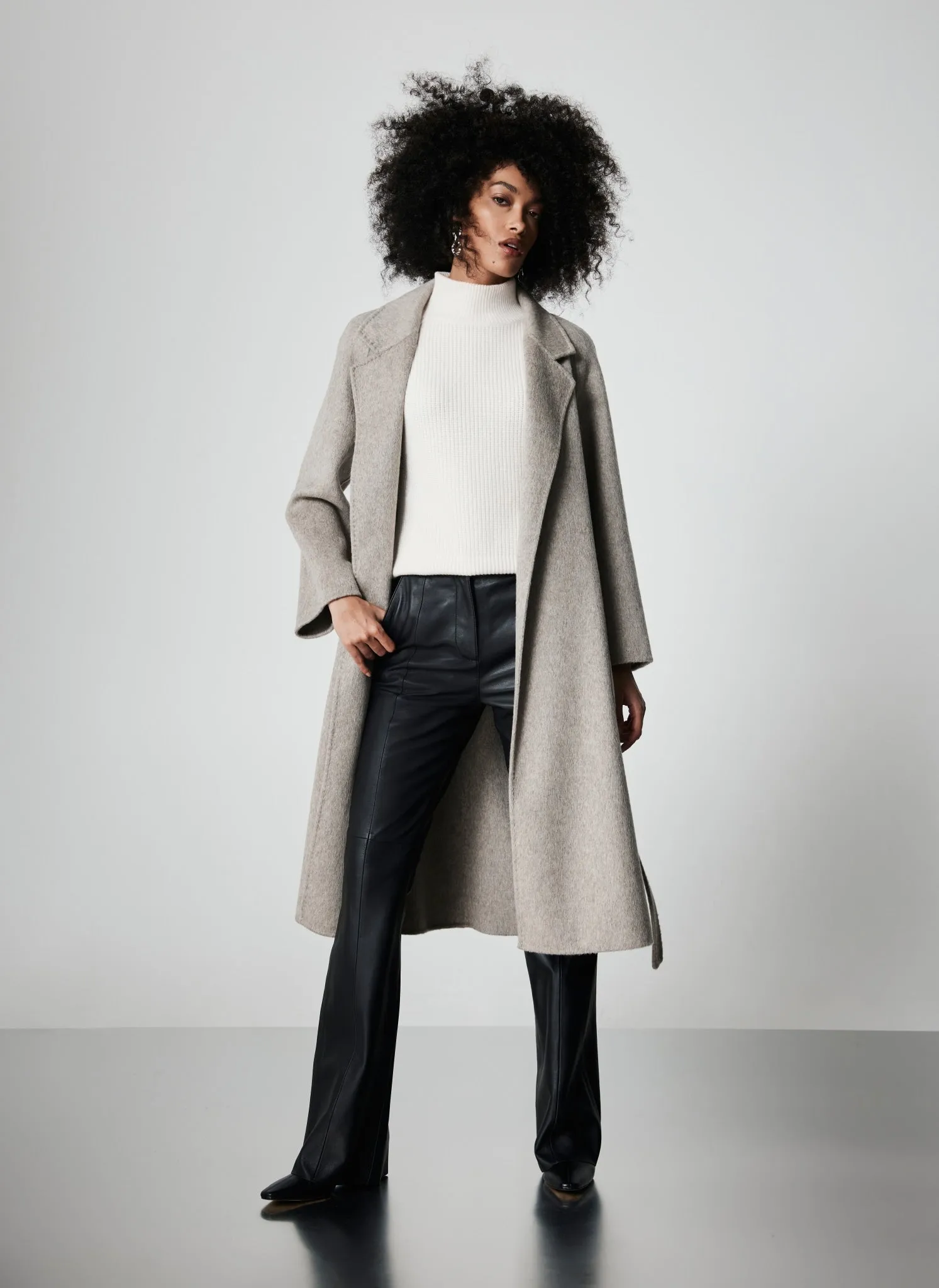 Beige Wool Belted Double Faced Coat sold by Mint Velvet product image thumbnail 3