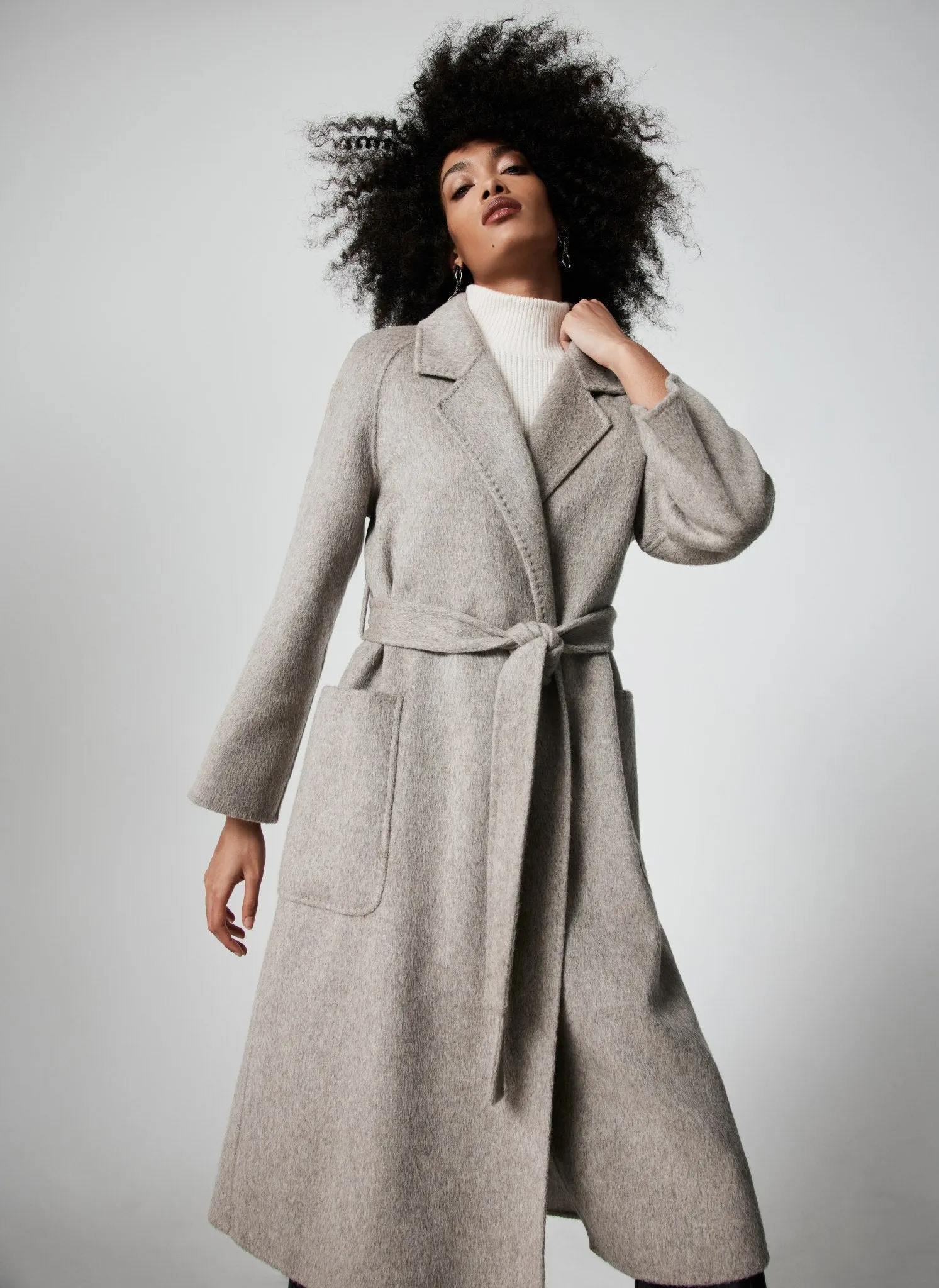 Beige Wool Belted Double Faced Coat sold by Mint Velvet product image thumbnail 5