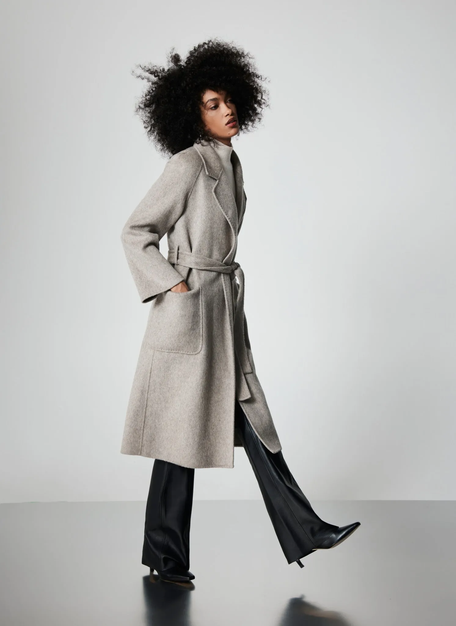 Beige Wool Belted Double Faced Coat sold by Mint Velvet