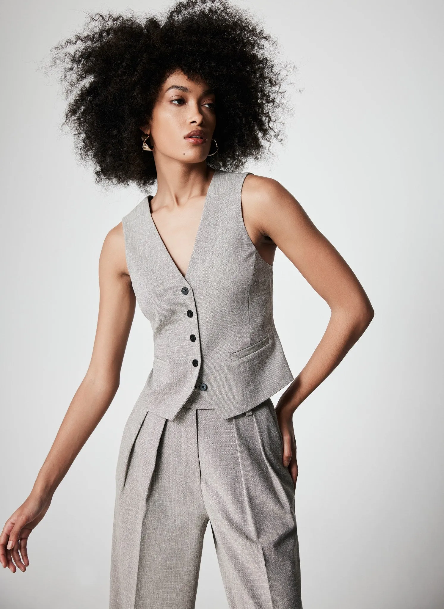 Grey Cross Tailored Waistcoat sold by Mint Velvet product image thumbnail 2