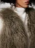 Khaki Mongolian Fur Gilet sold by Mint Velvet