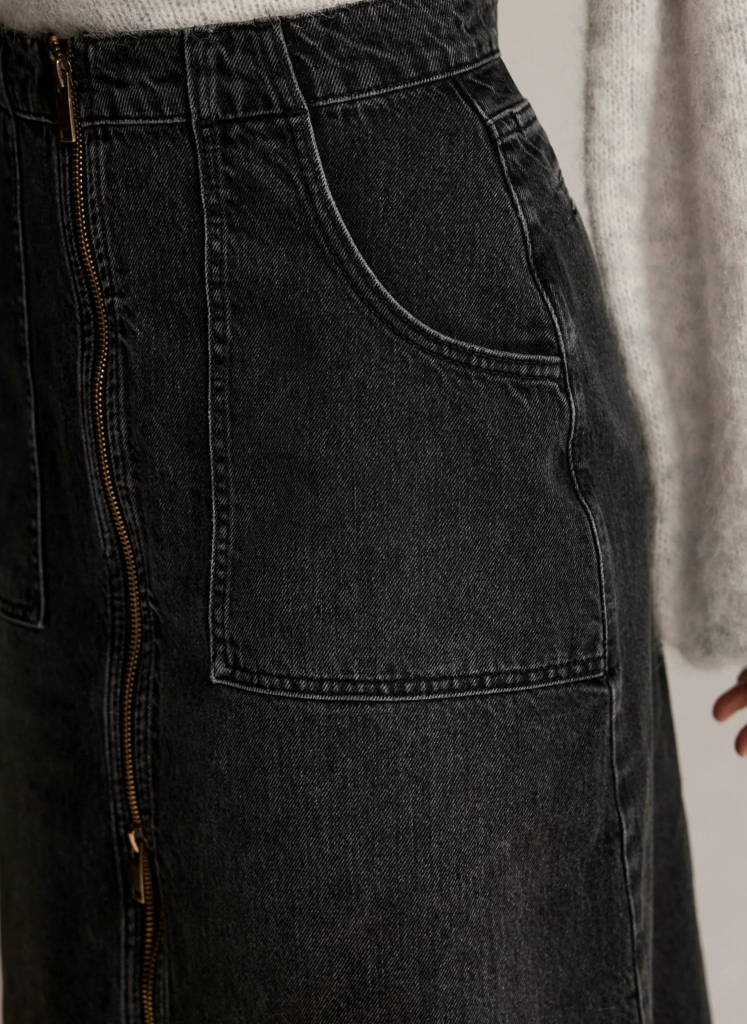 Washed Black Denim Zip Midi Skirt sold by Mint Velvet product image thumbnail 4