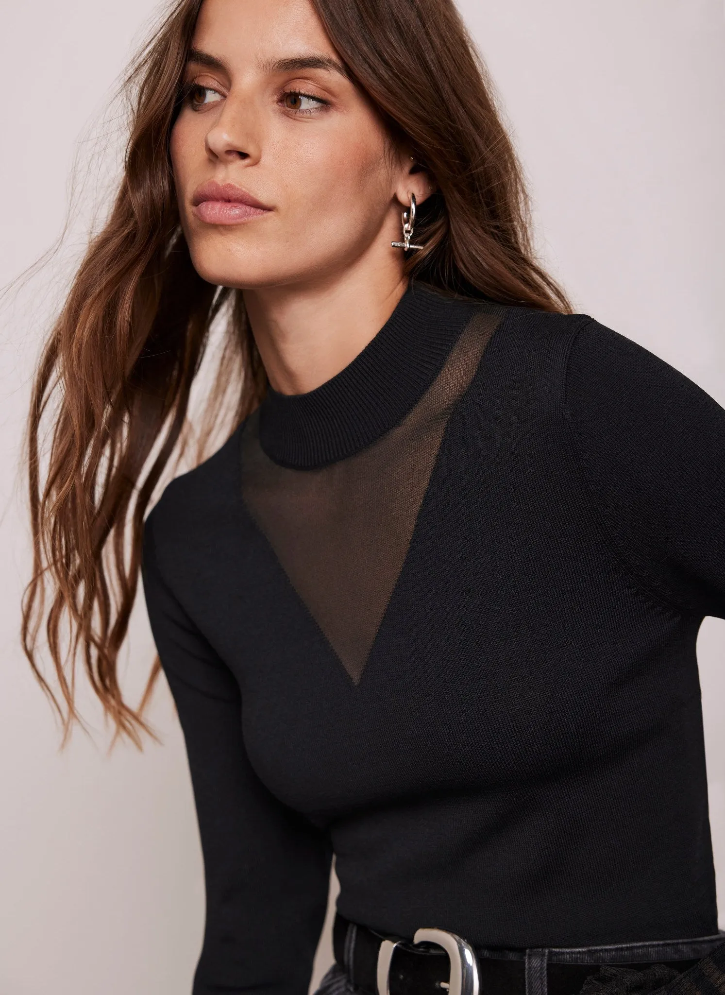 Black Tulle Cuff Knit Top sold by Mint Velvet product image thumbnail 3