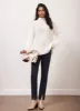 Navy Cotton Blend Slim Trousers sold by Mint Velvet