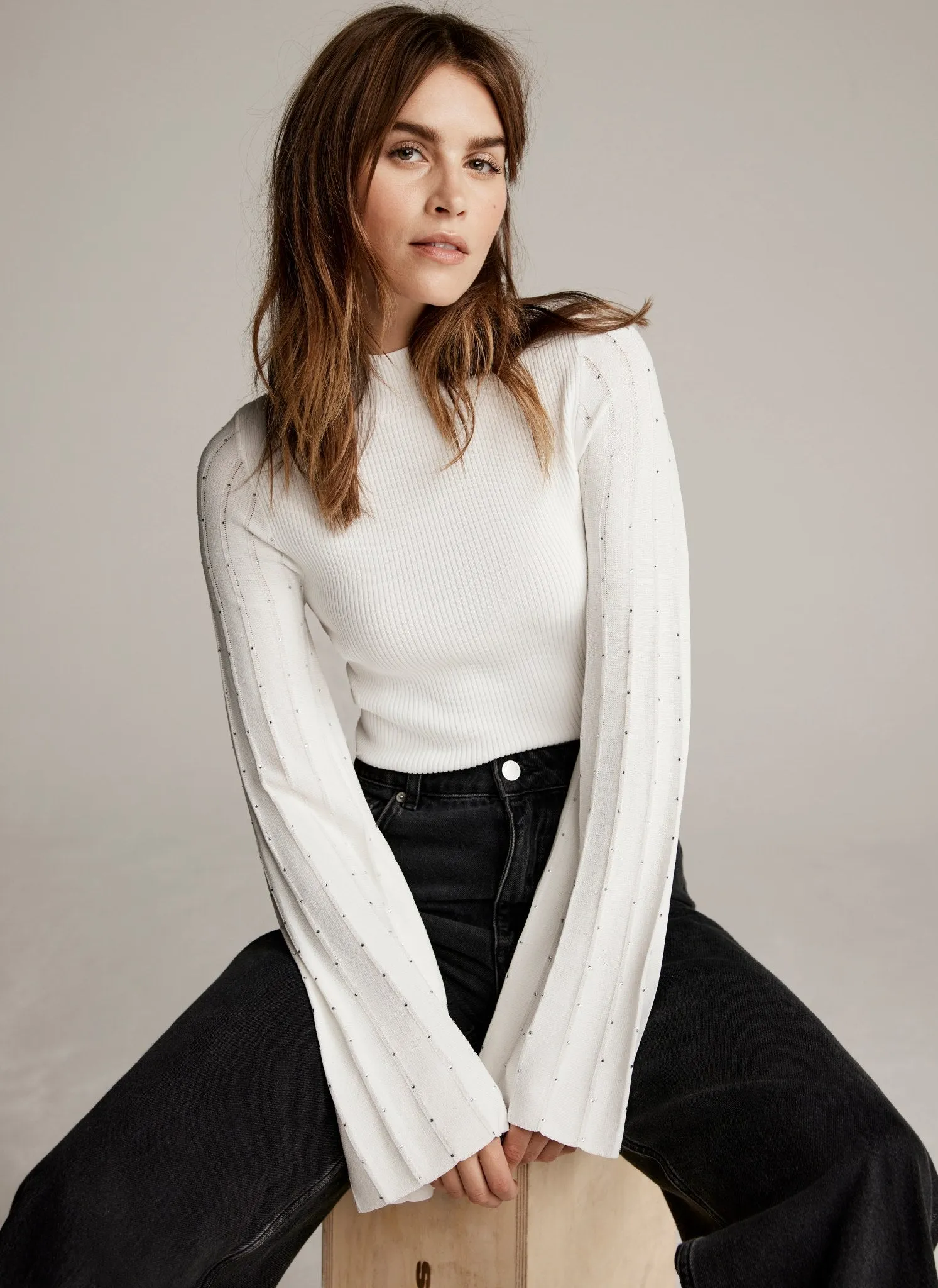 White Embellished Knit Top sold by Mint Velvet