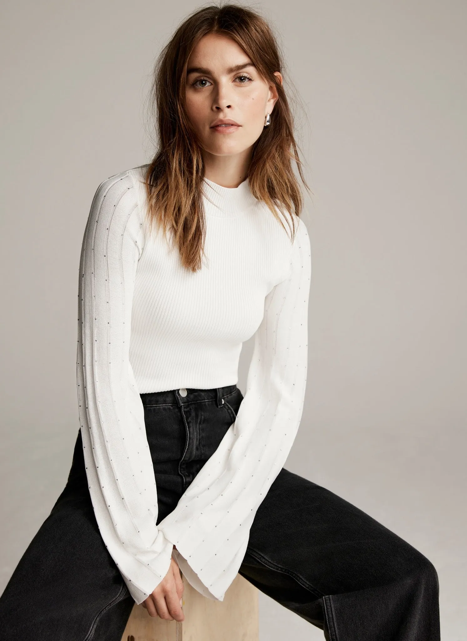 White Embellished Knit Top sold by Mint Velvet product image thumbnail 3