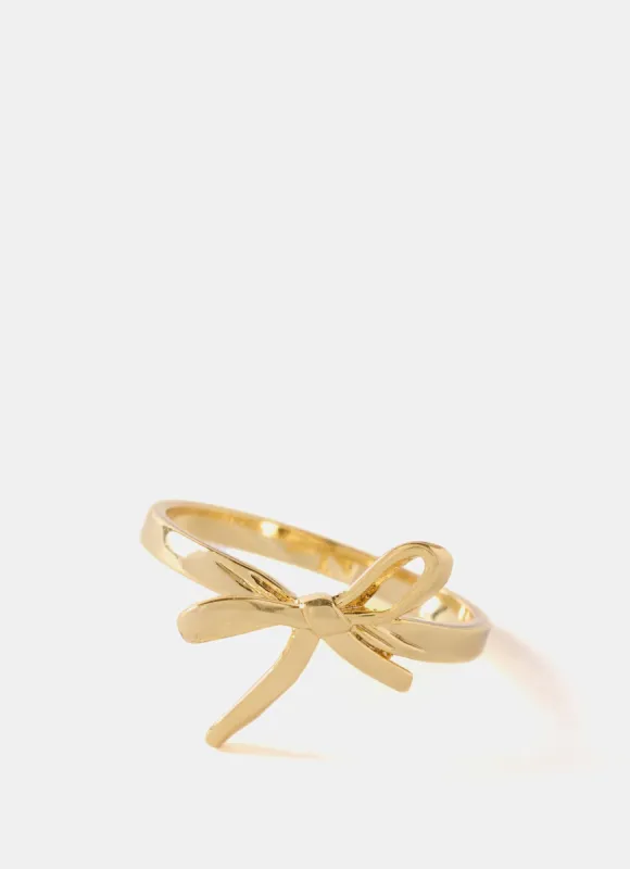 Gold Plated Bow Ring sold by Mint Velvet