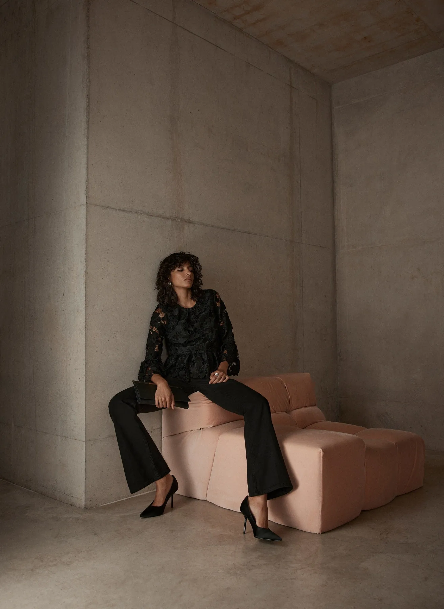 Black Floral Applique Top sold by Mint Velvet