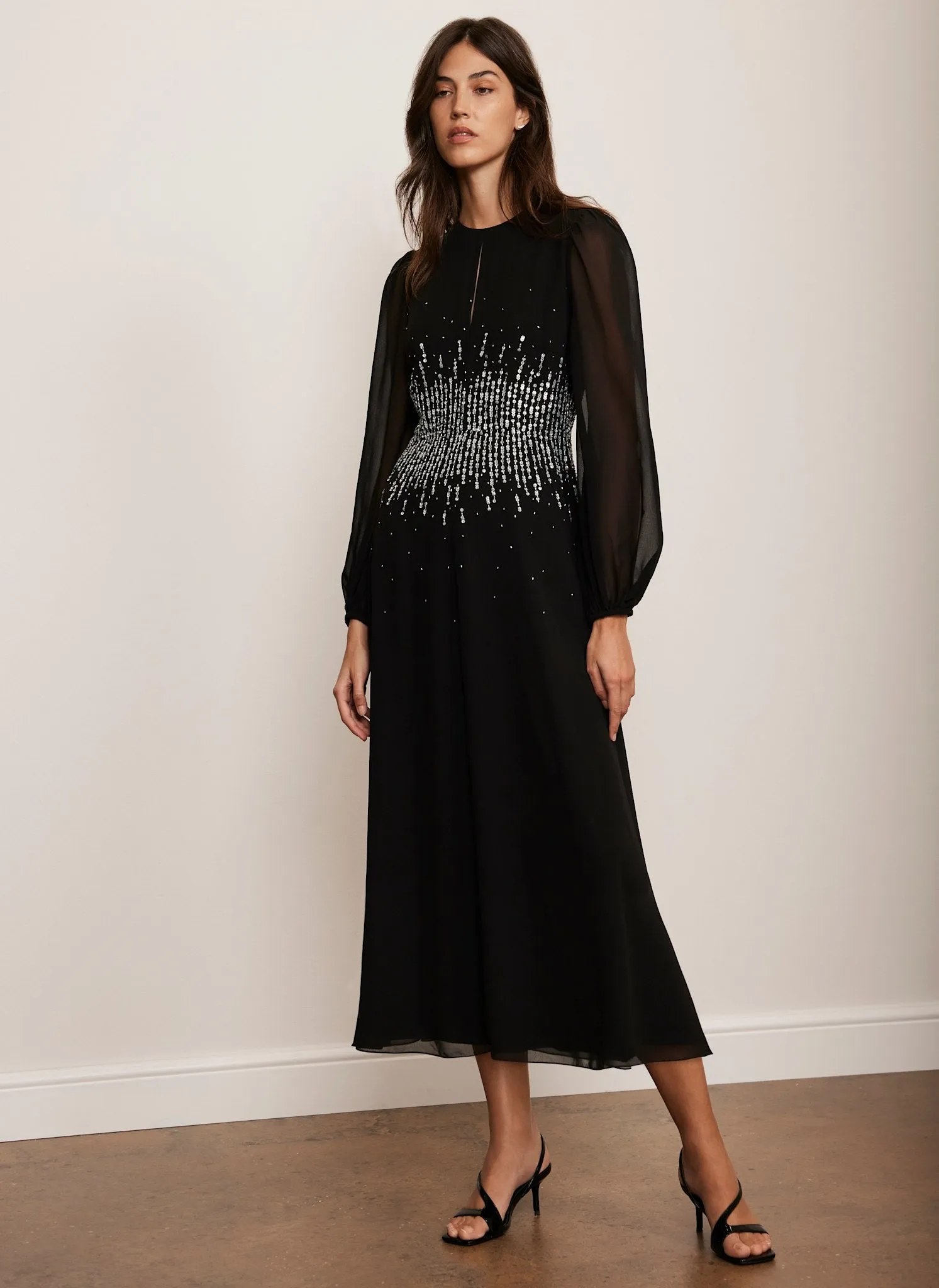 Black Embellished Midi Dress sold by Mint Velvet