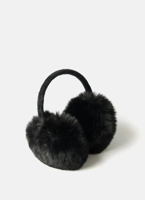 Black Faux Fur Earmuffs sold by Mint Velvet