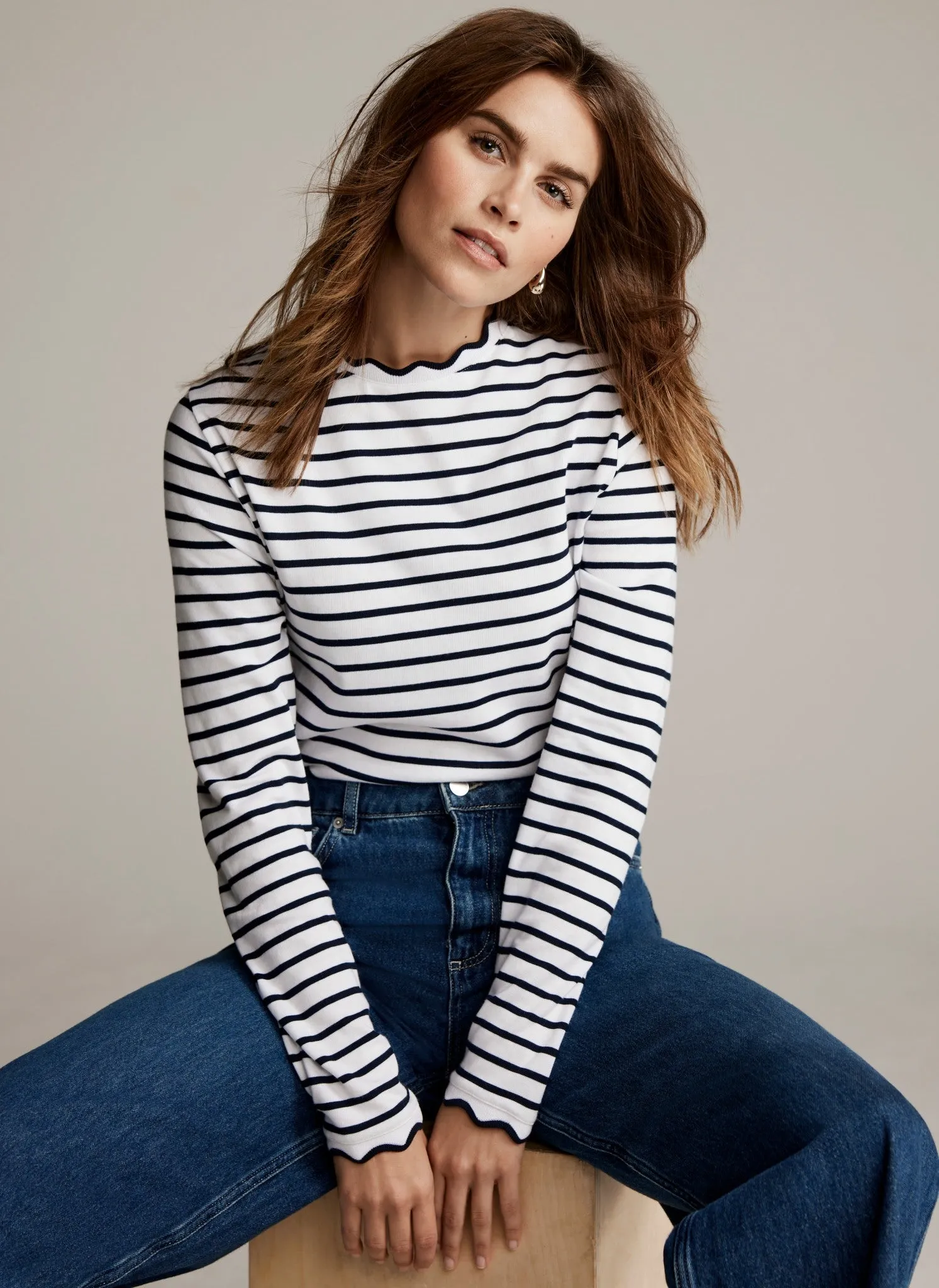 Cream Striped Long Sleeved Top sold by Mint Velvet product image thumbnail 2