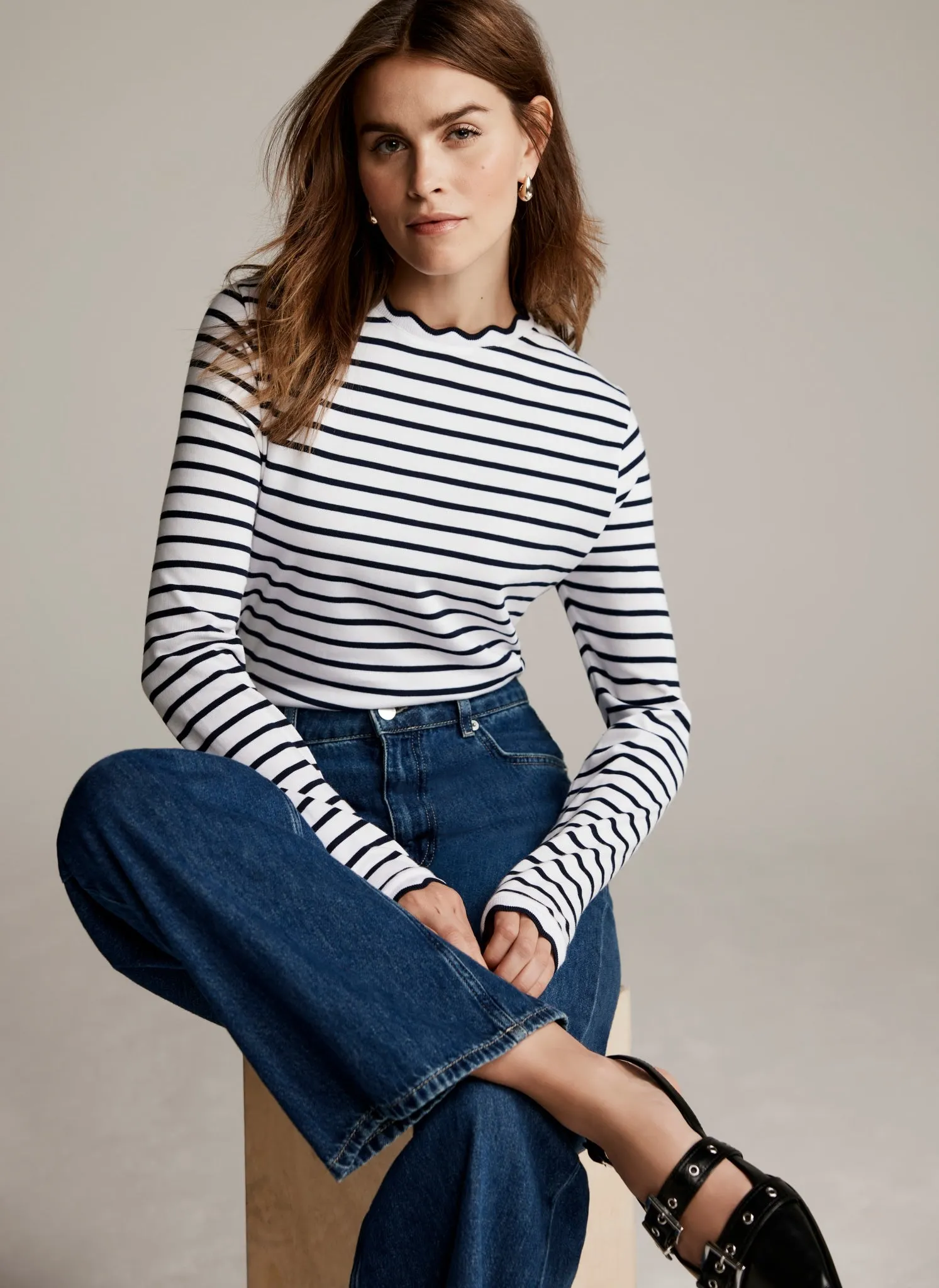 Cream Striped Long Sleeved Top sold by Mint Velvet product image thumbnail 4