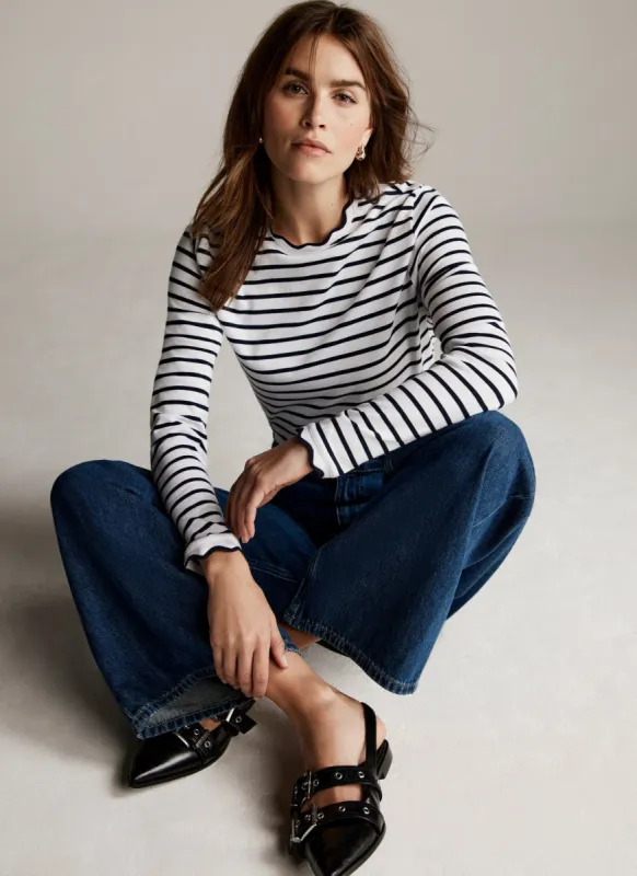 Cream Striped Long Sleeved Top sold by Mint Velvet