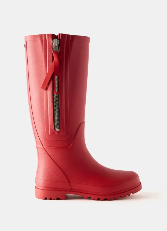 Red Matte Knee-High Wellies made by Mint Velvet